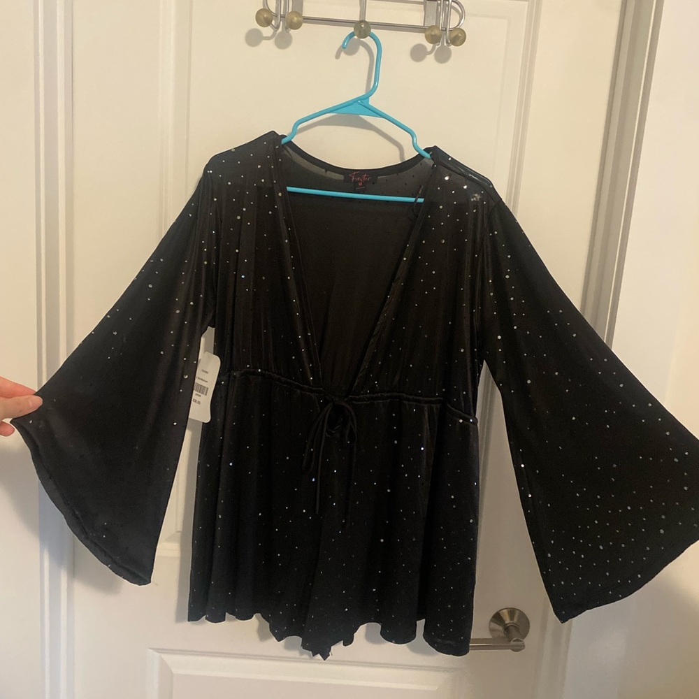 Black Bell Sleeve Romper